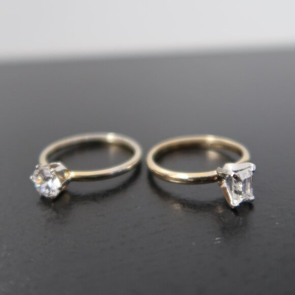 Two 14K Gold Filled Ring with White Stone - Picture 9 of 11